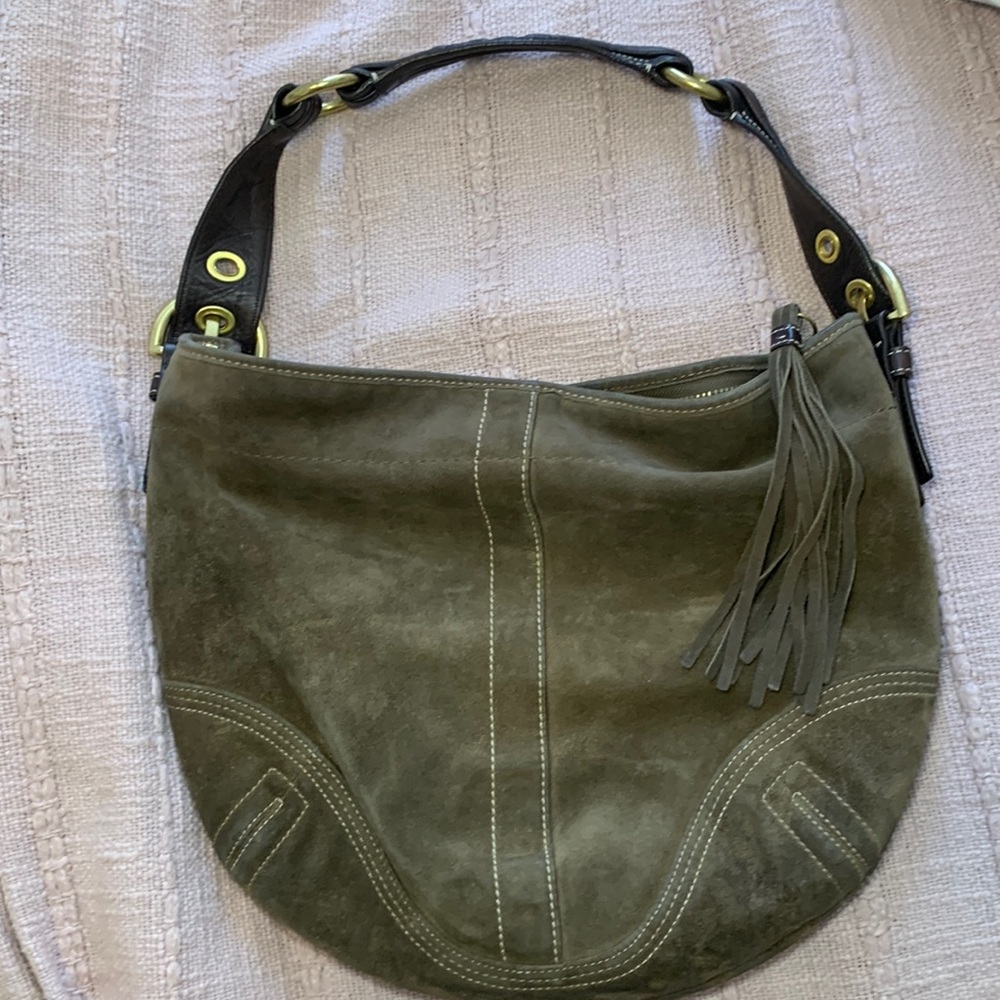 Brown suede Coach bag
